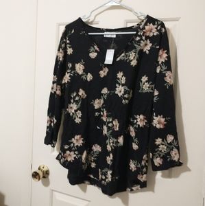 Maurice's Black Floral T-shirt